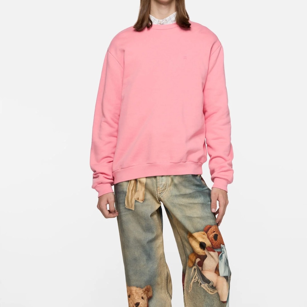 Acne Pink Face Logo Crewneck Sweater
